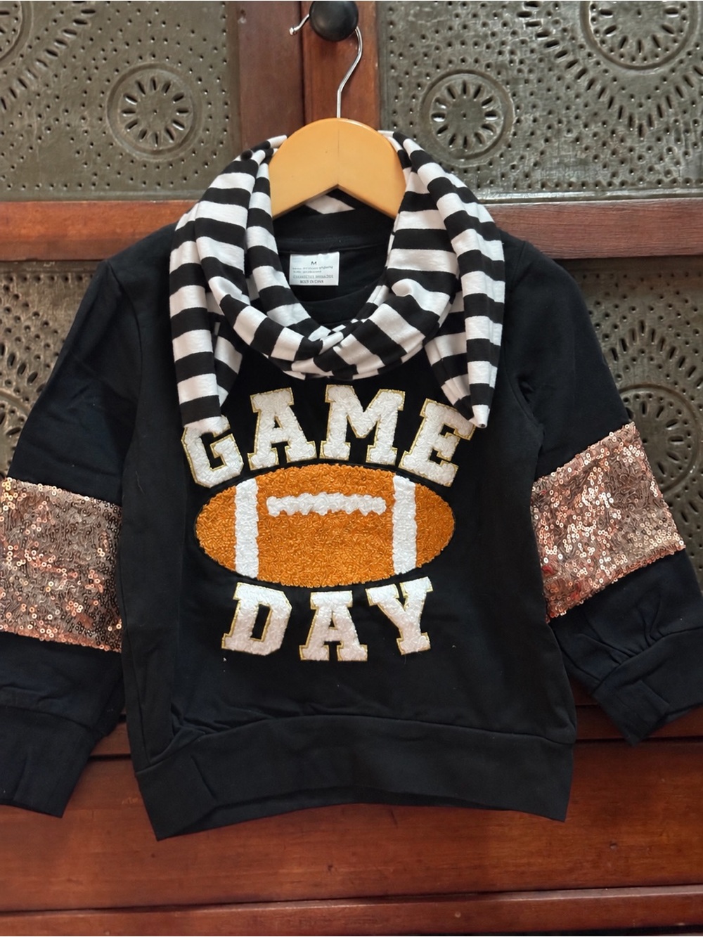 Girls 3T Football Sweatshirt New With Tags Boutique Game Day Chenille Scarf